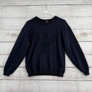 Aritzia Wilfred Free Eagle Embroidered Crewneck Sweatshirt Womens Small Black